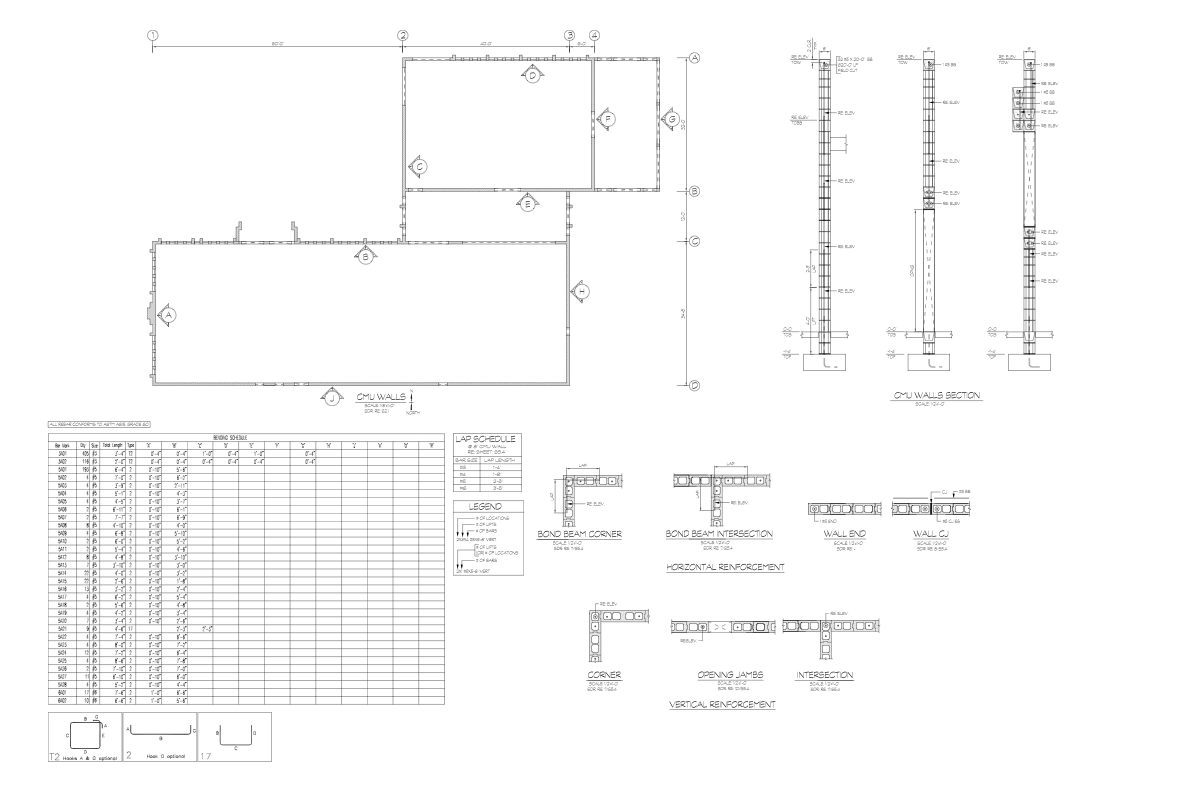 CMU Walls Detailing - Rebar Detailing